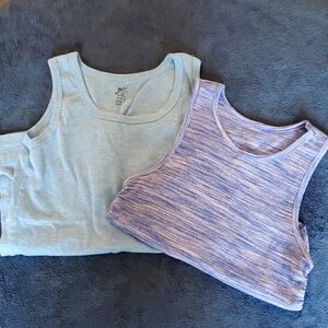 2 blue tank tops, size 14-16 (child) and medium (ladies)
